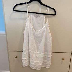 White sleeveless blouse from Loft size large v neck Swiss dot pattern tank top